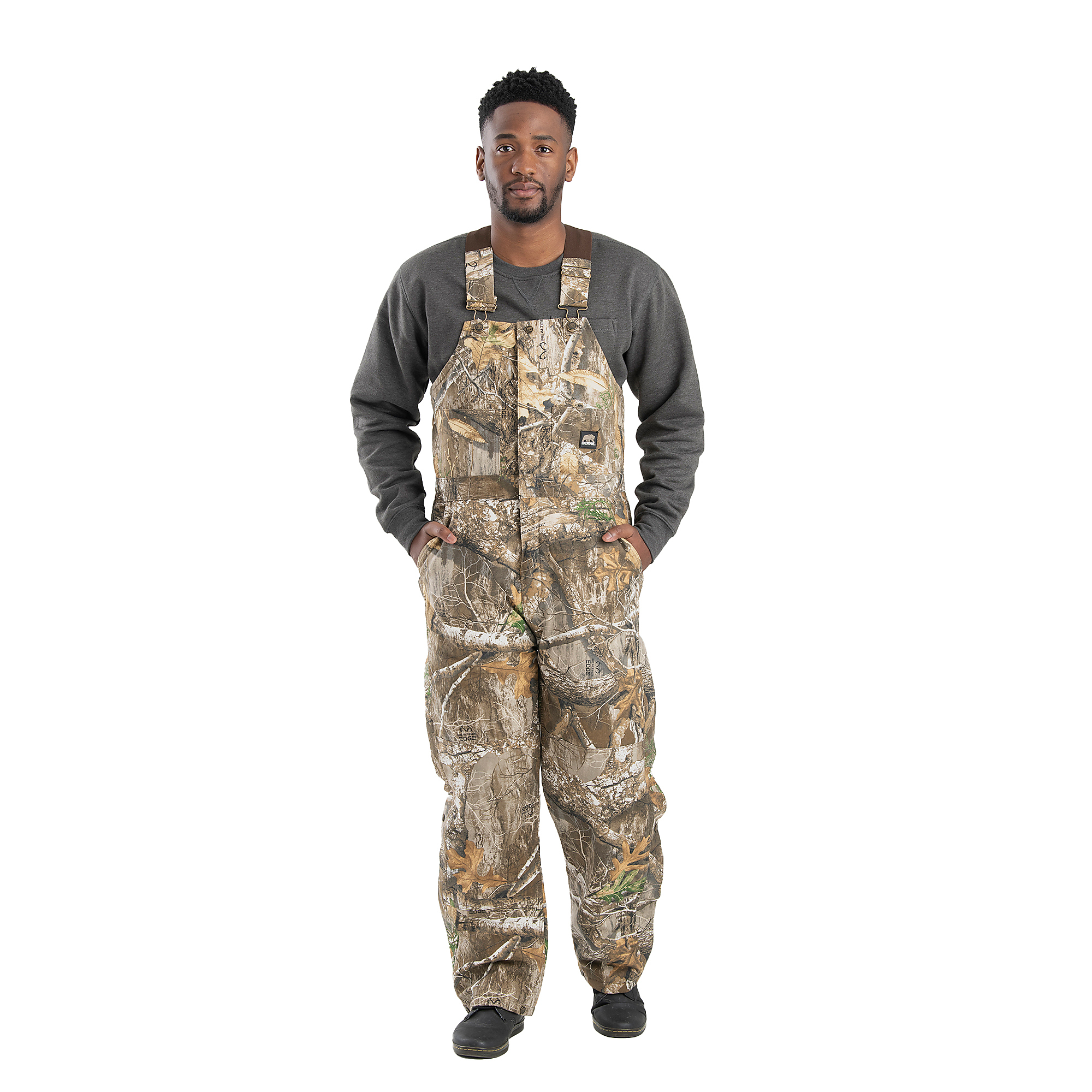 Berne Apparel, Hertiage Insulated Bib Overall, Size L, Color Realtree Edge, Material Heavy-duty 10 oz. cotton duck, Model# B415